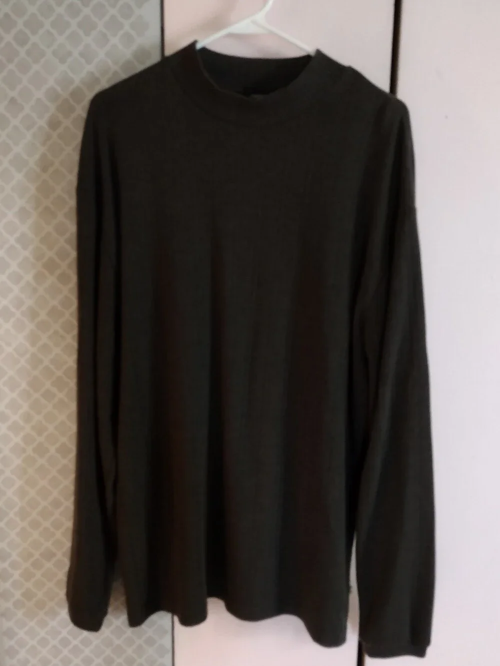 Claiborne Ribbed Olive Green Mock Neck Sweater